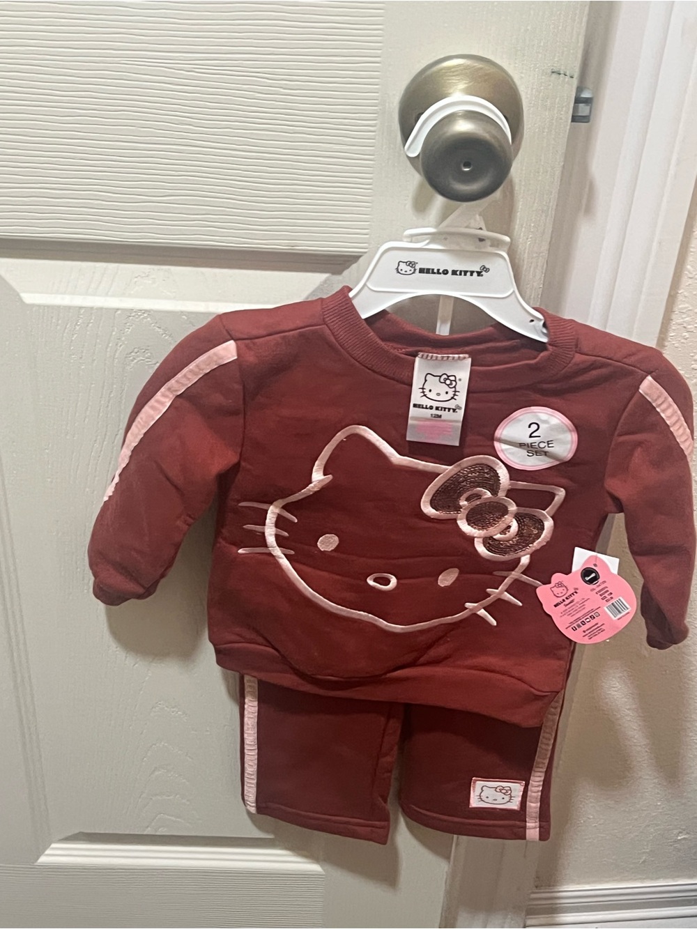 Hello Kitty Burgundy and Pink Girls' 2-Piece Pajama Set